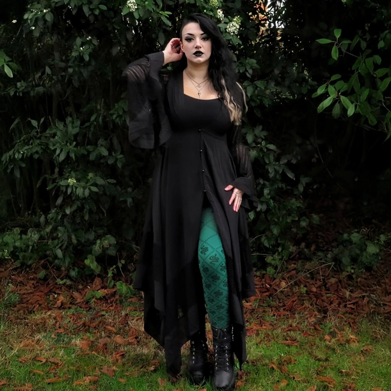80 Denier Opaque Tights - Corra Snakes - Foliage Green - Image 9