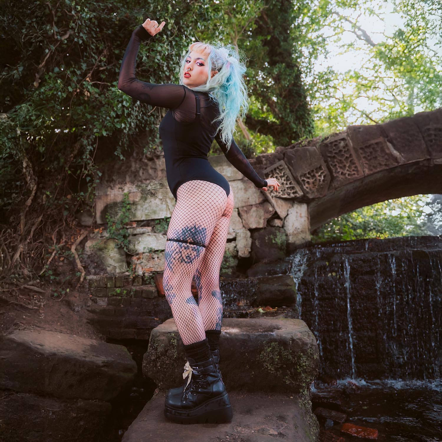 Strappy Cotton Bodysuit - Black - Image 3