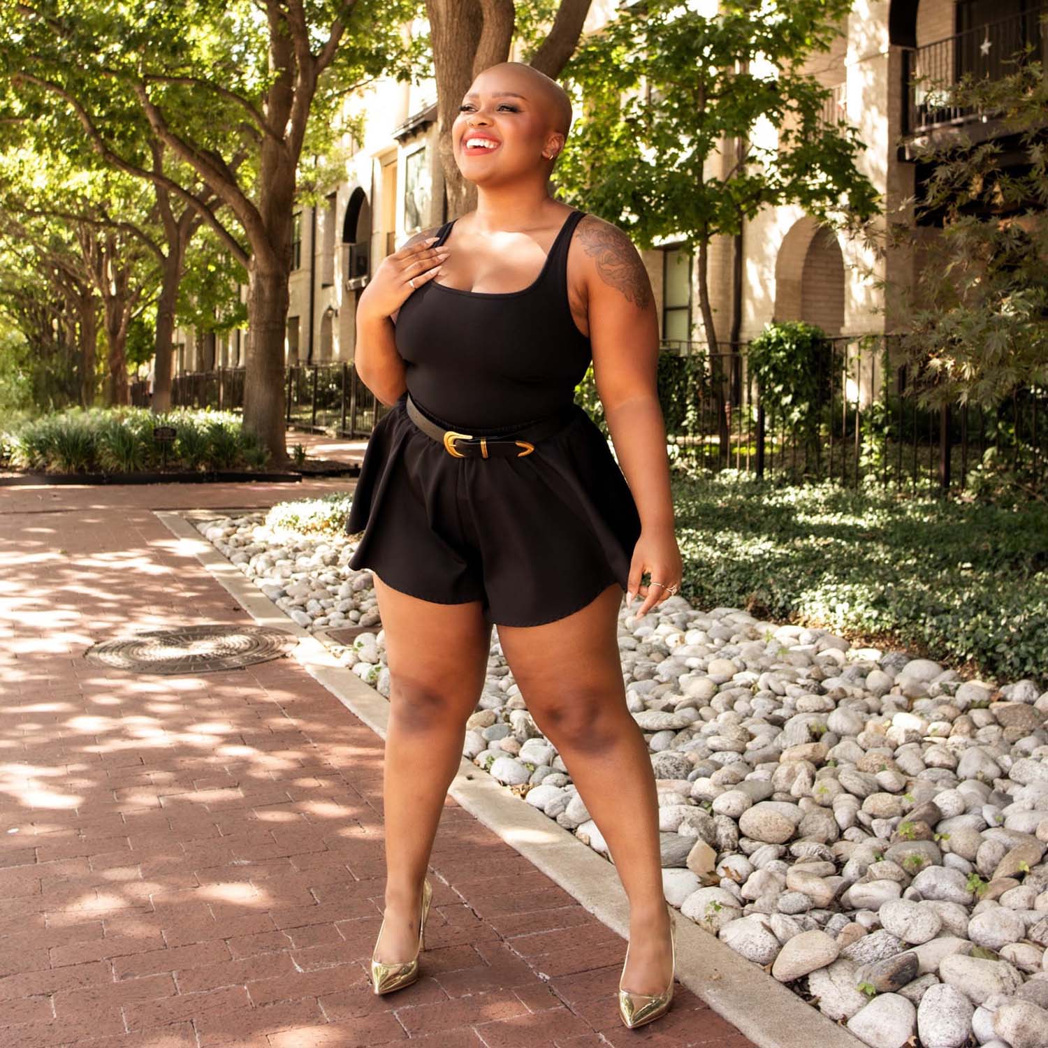 Strappy Cotton Bodysuit - Black - Image 5