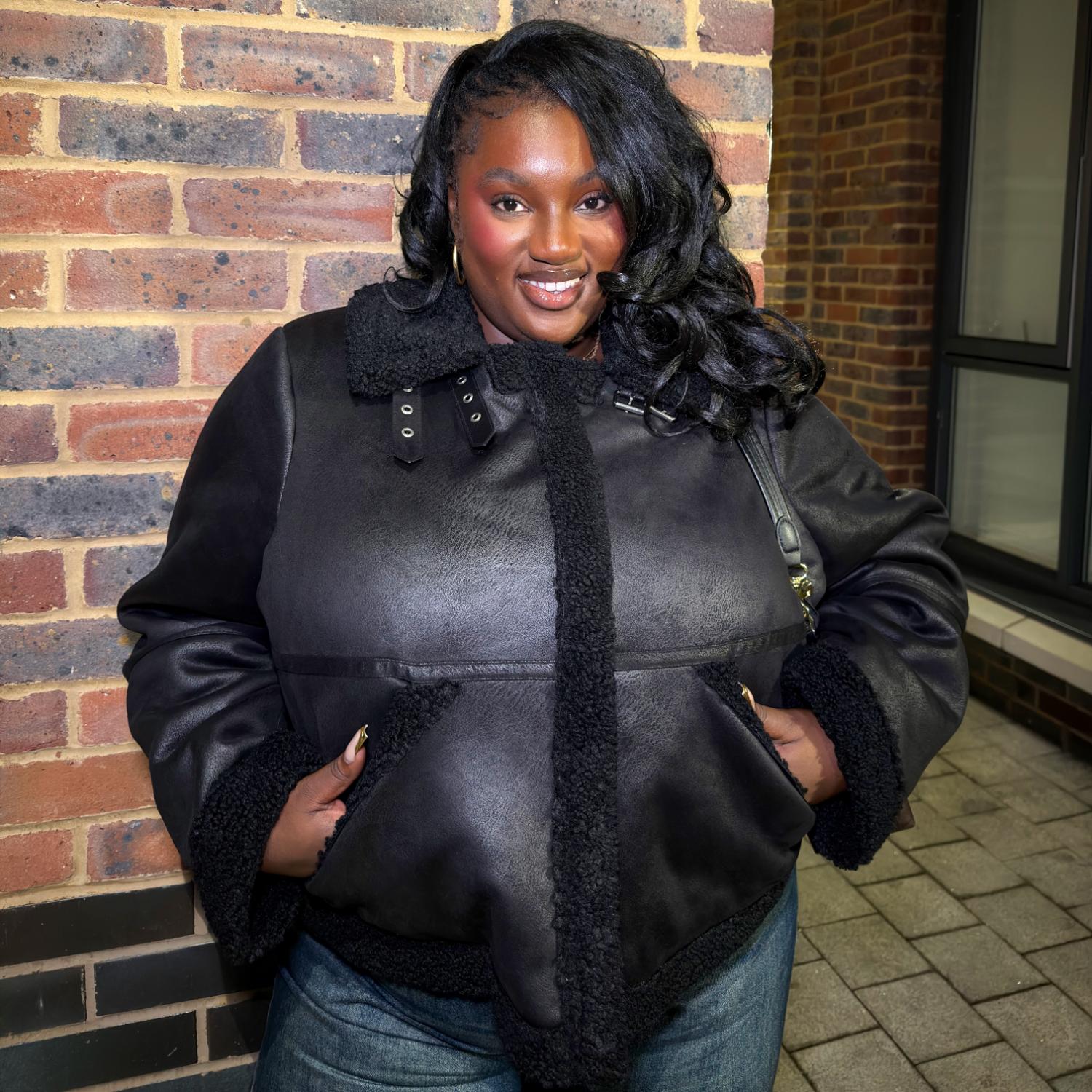Bessie Aviator Jacket - Black - Image 3