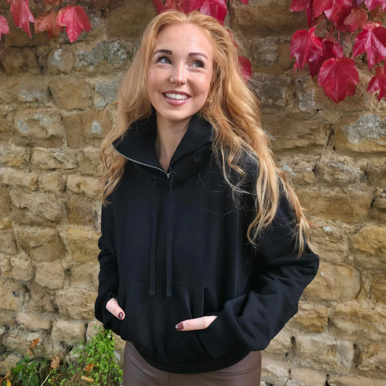 Organic Cotton Cropped Hoodie with Bow Back - Image 2