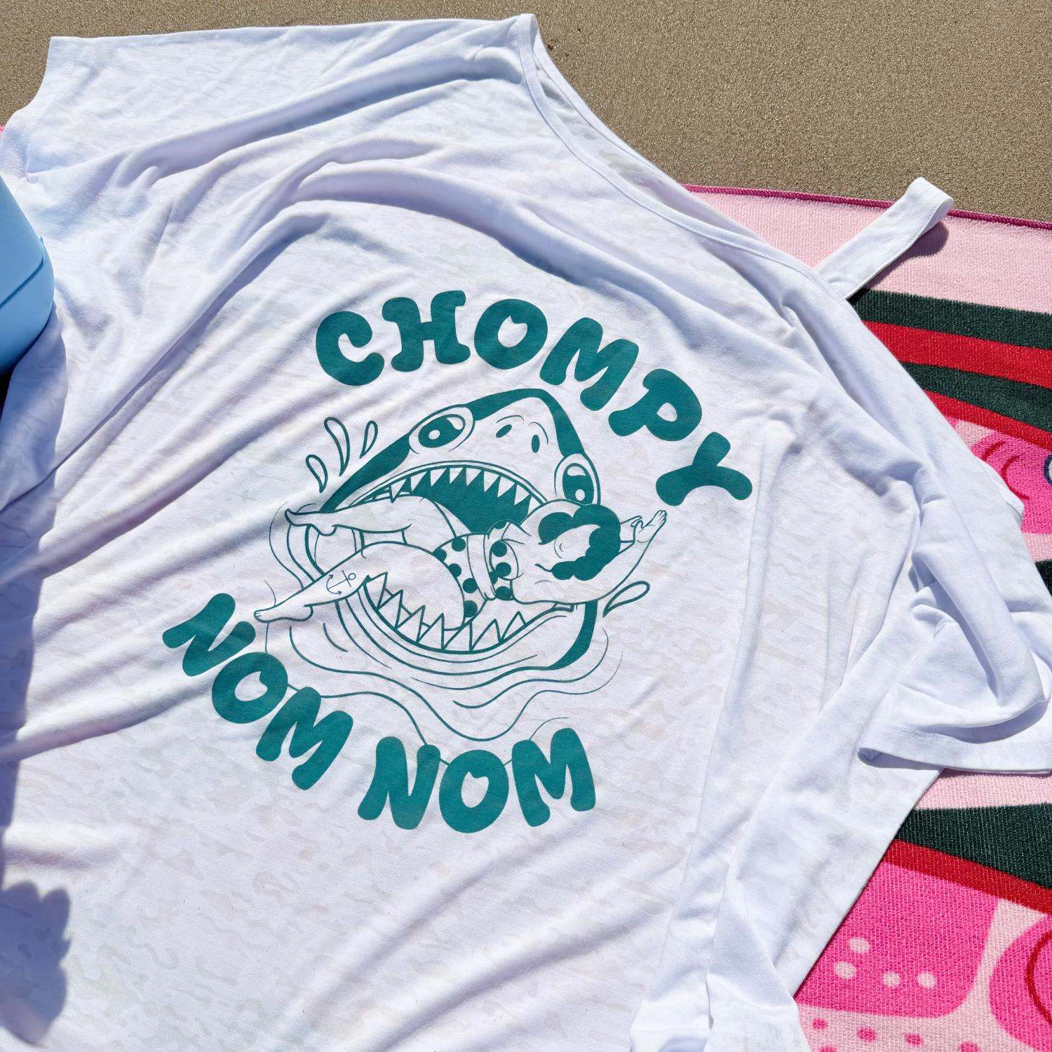 Debbie Off-Shoulder Tee - Chompy Shark Print - Image 10