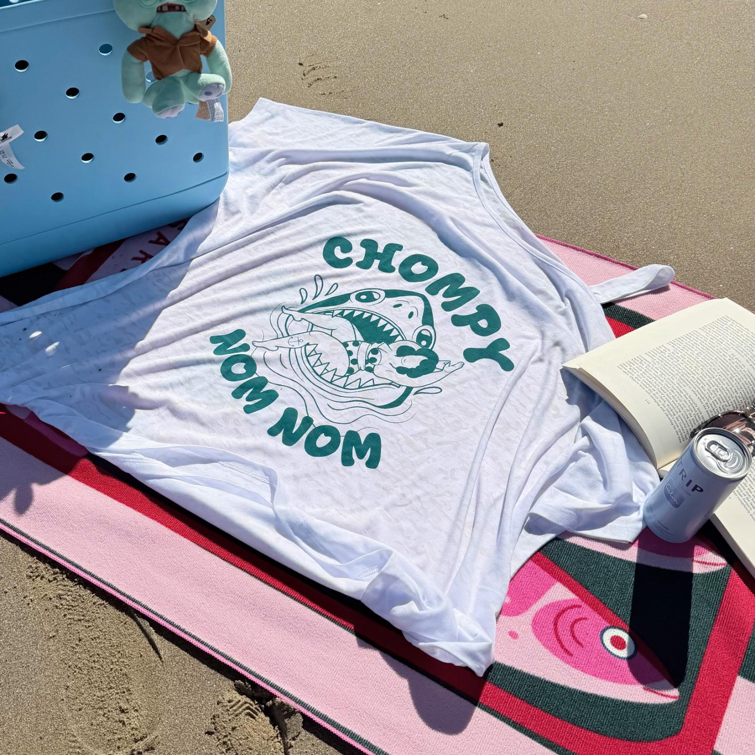 Debbie Off-Shoulder Tee - Chompy Shark Print - Image 11