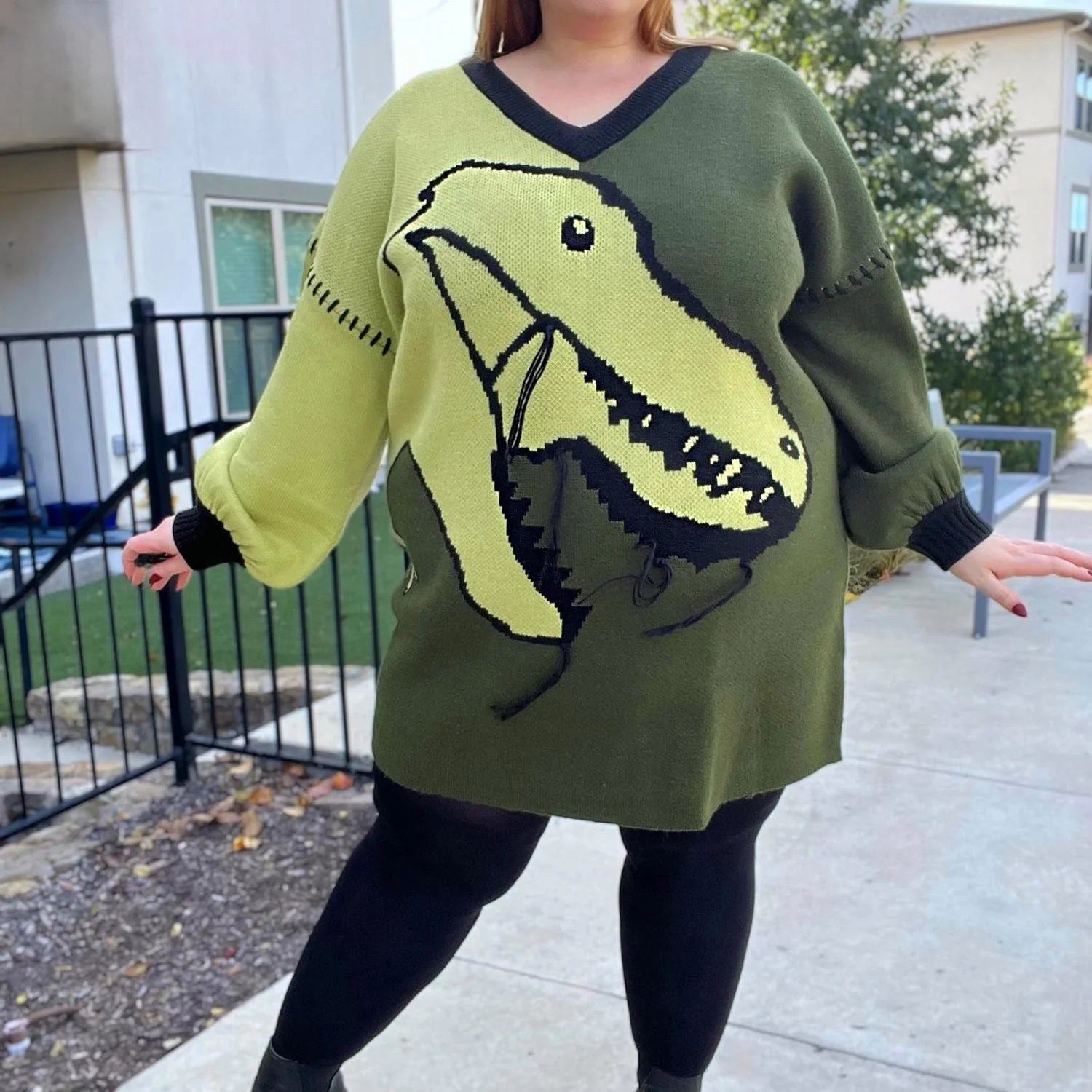 Dinosaur Jumper Dress - Rex - Image 4