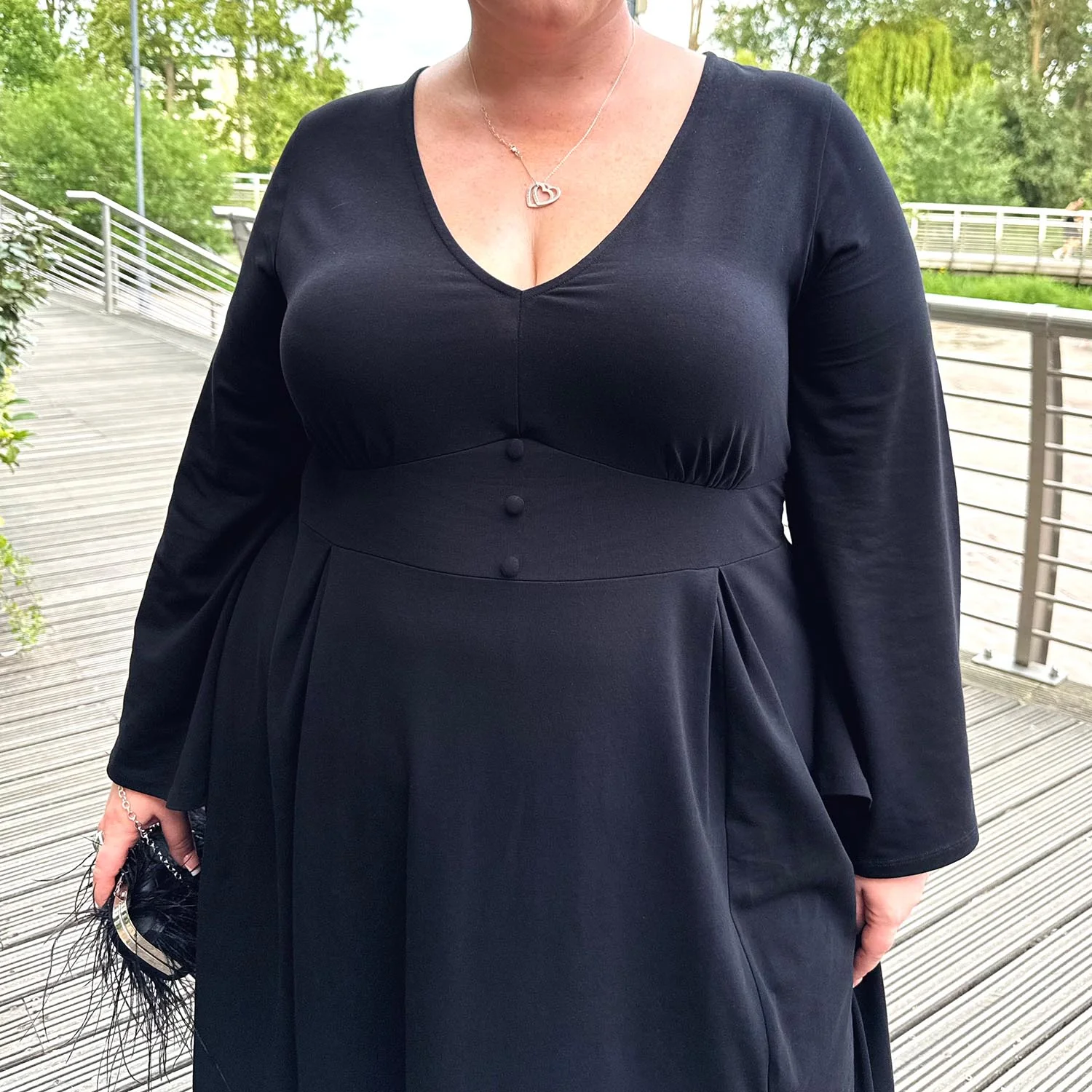 Midaxi Bell Sleeve Dress - Black - Image 4