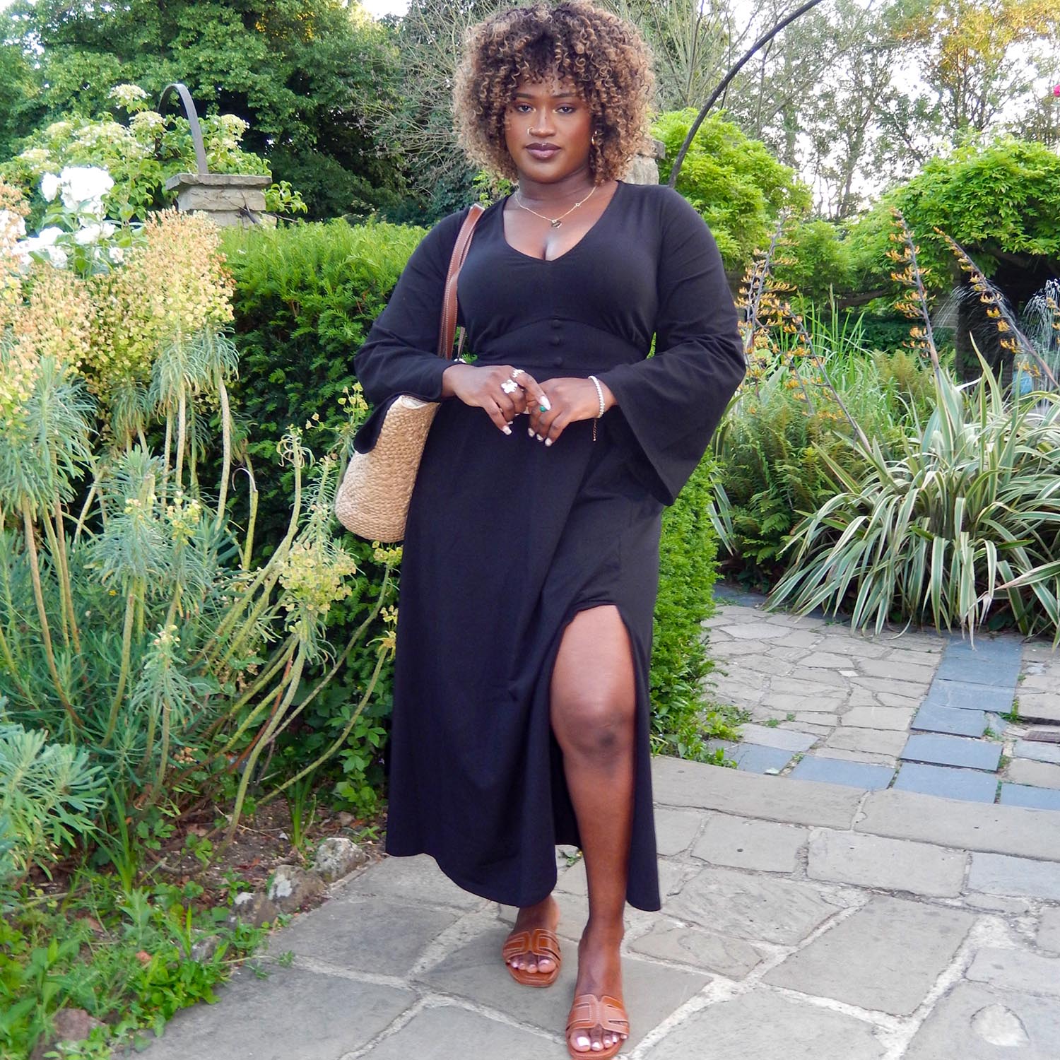 Midaxi Bell Sleeve Dress - Black - Image 8