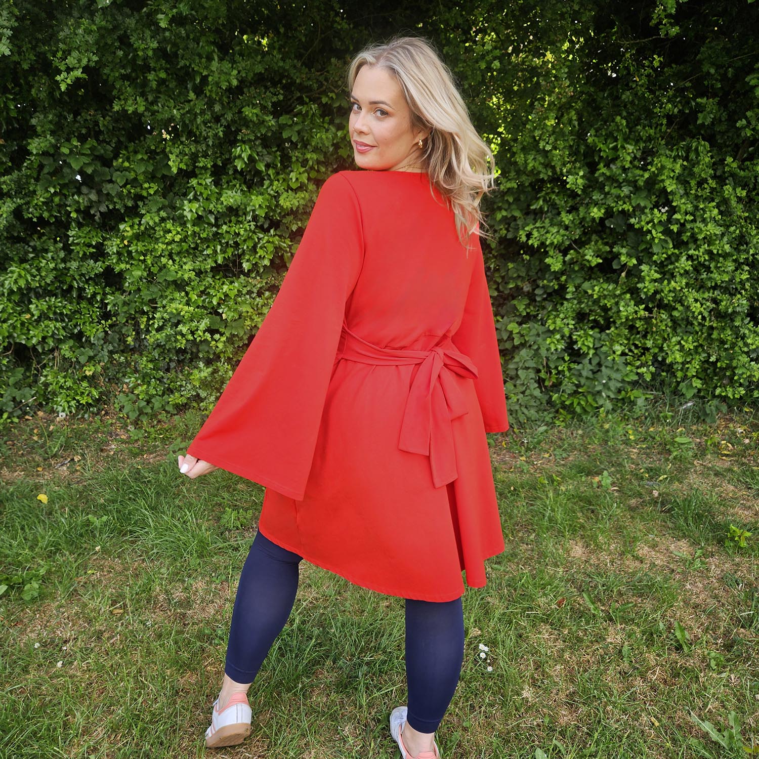 Bell Sleeve Mini Dress - Sangria - Image 4