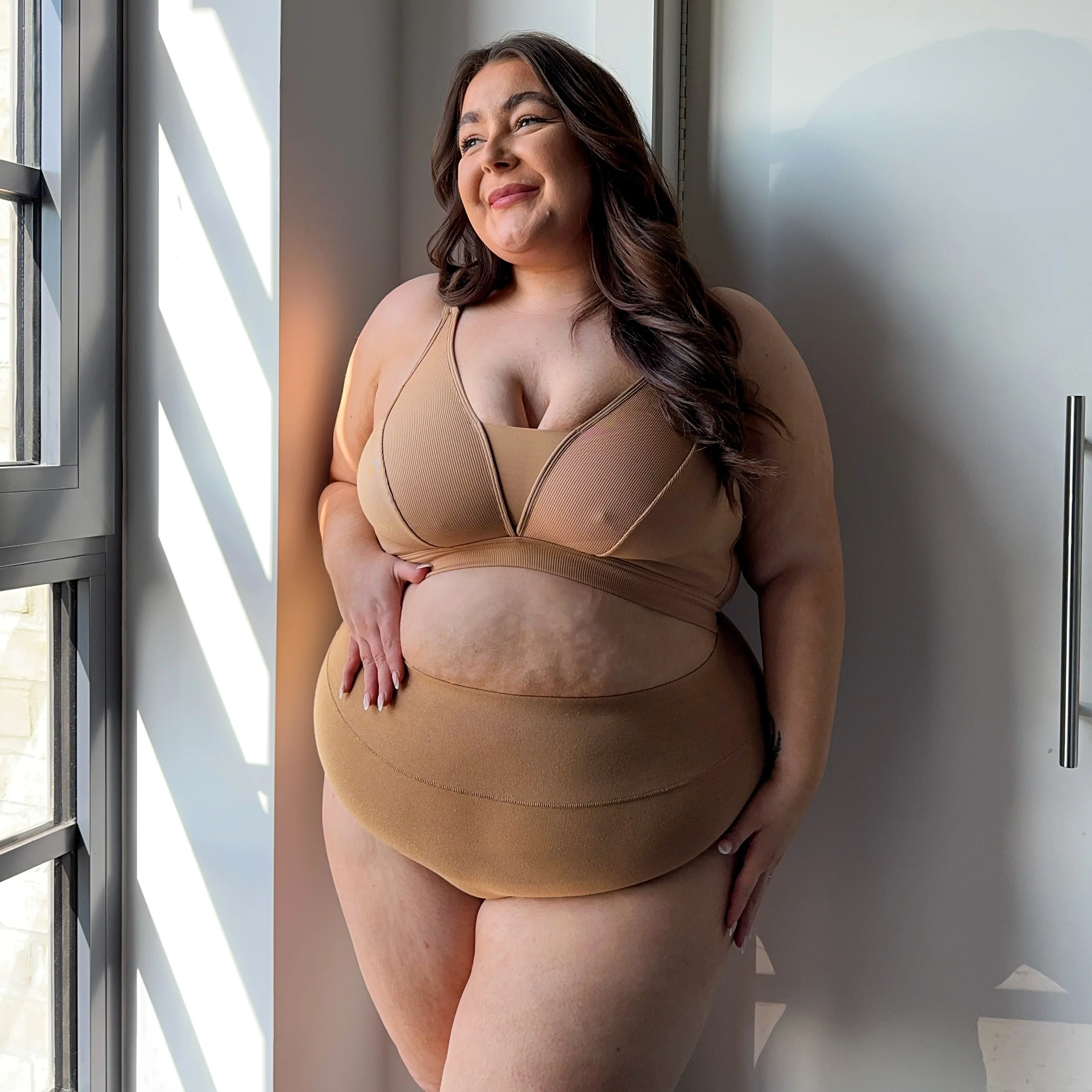 Everyday Ribbed Bra - Caramel - Image 8