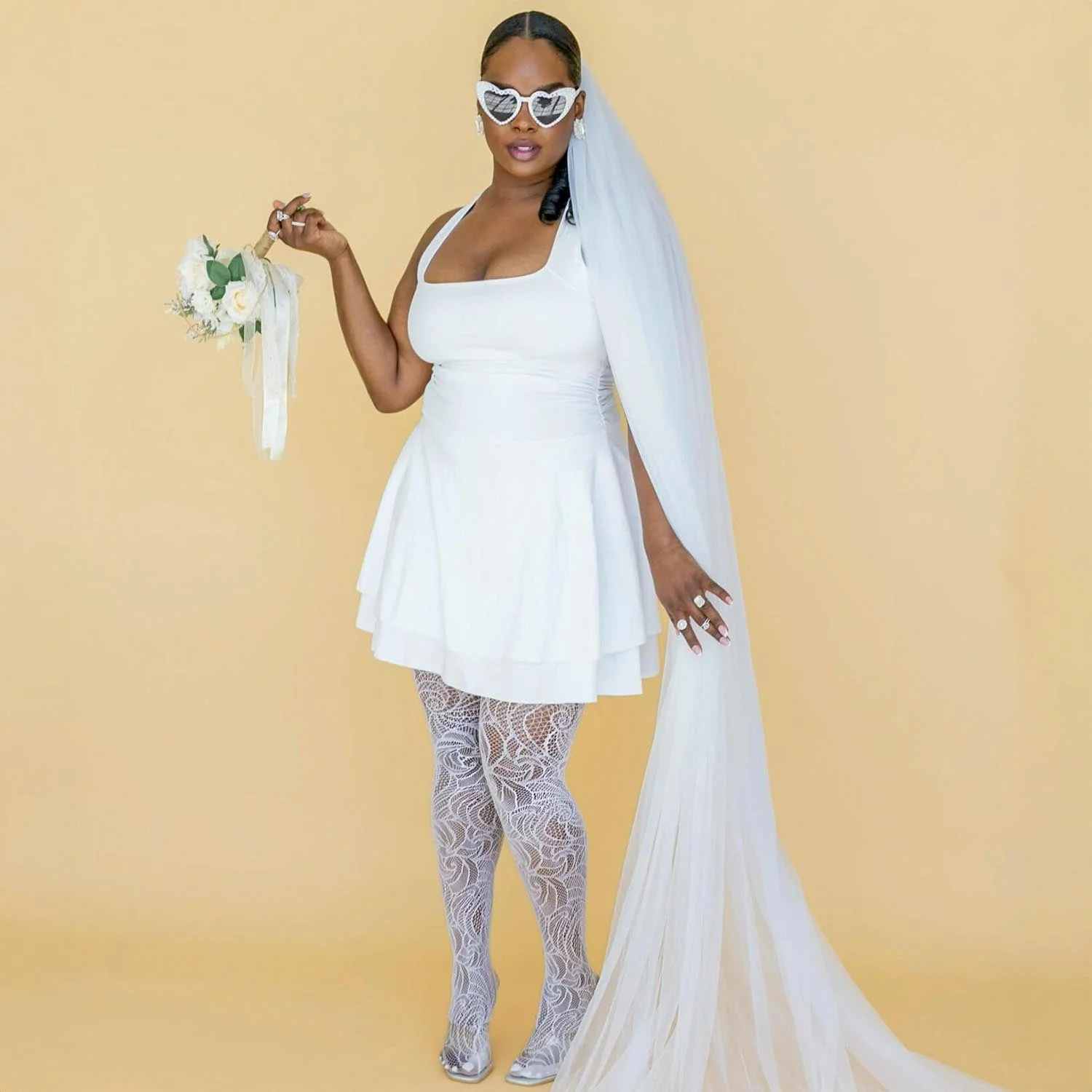Time Warp Fishnets - White - Image 6