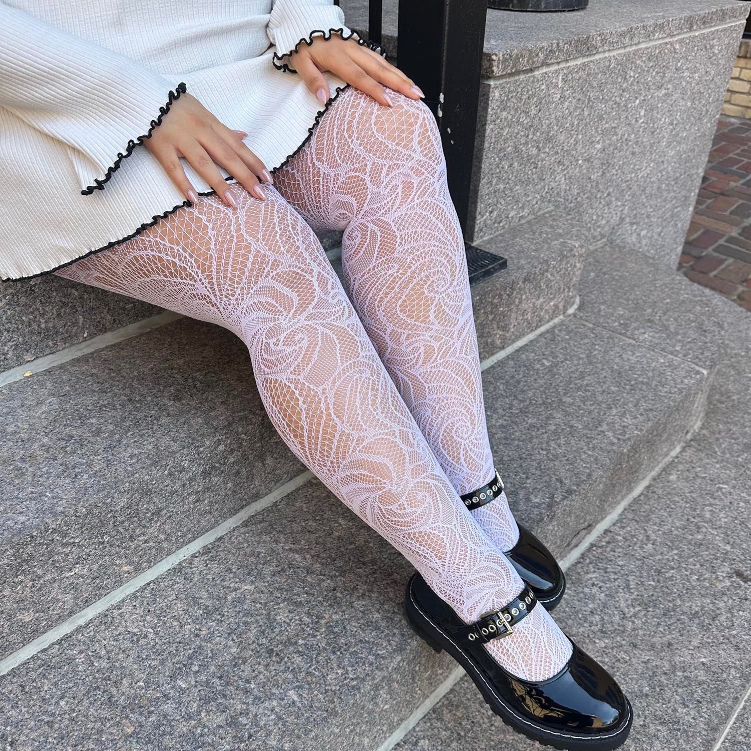 Time Warp Fishnets - White - Image 7
