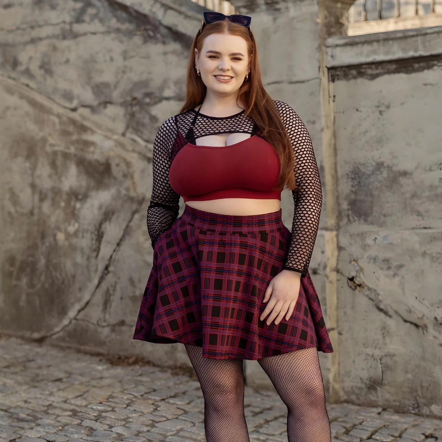 Fishnet Top - Alanis - Wine - Image 6