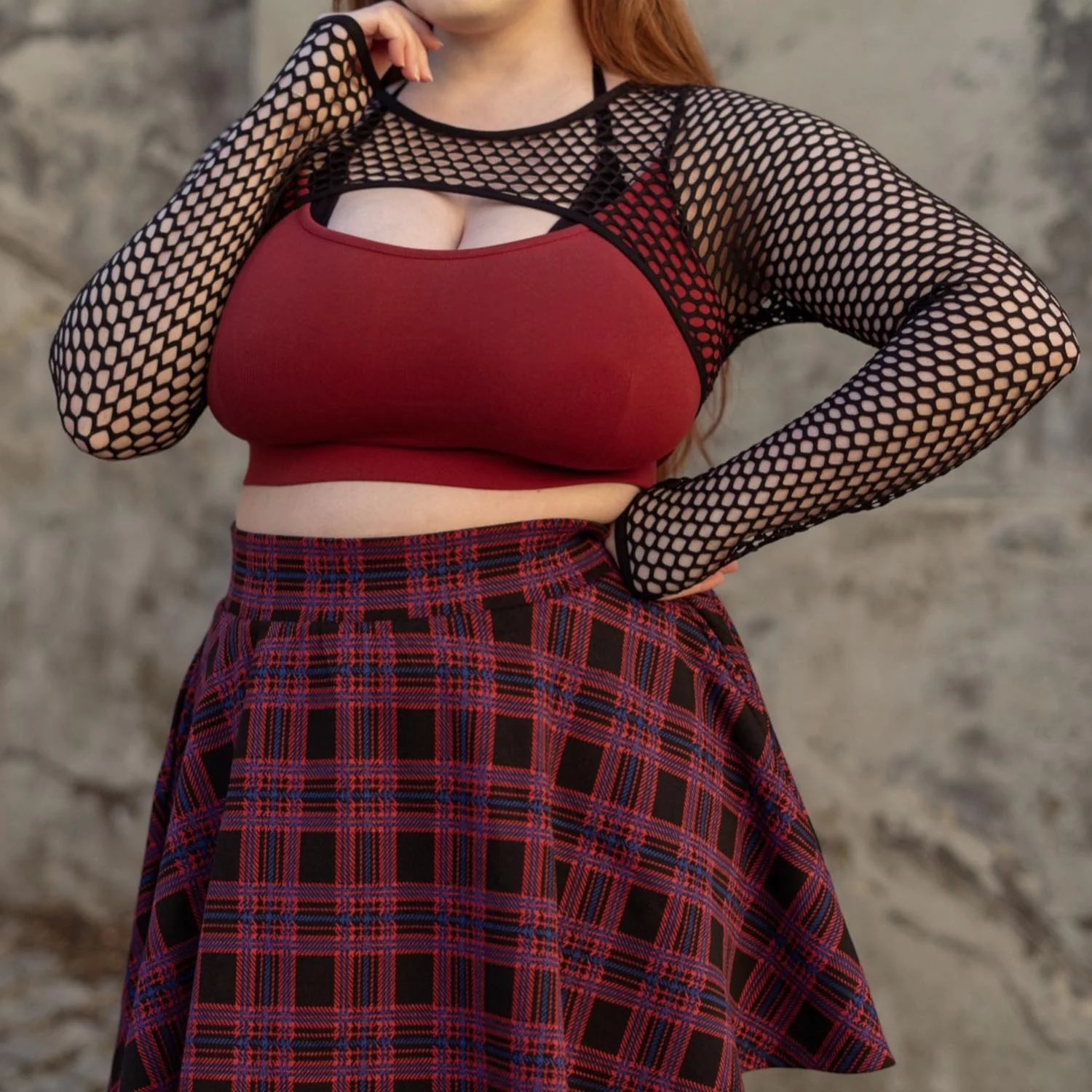 Fishnet Top - Alanis - Wine - Image 7