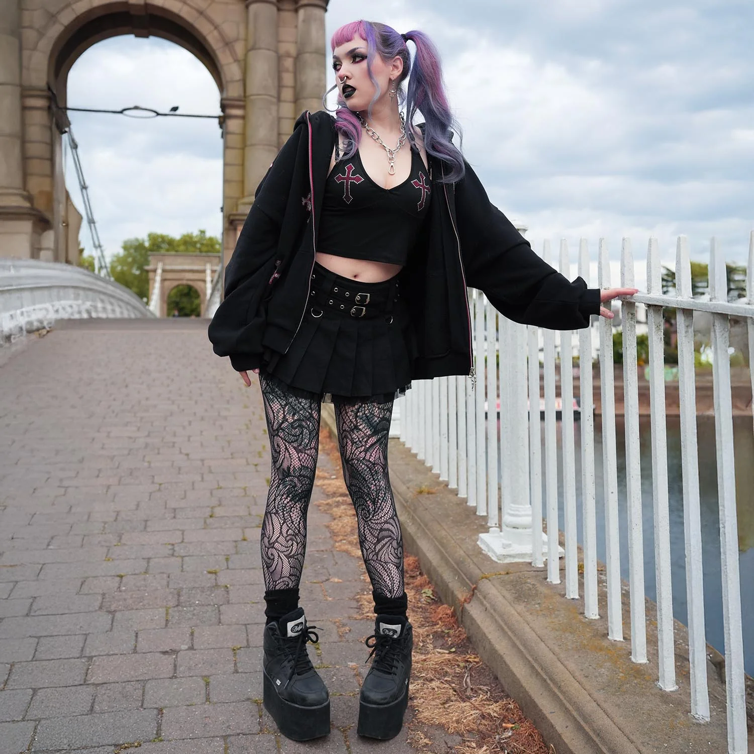 Thighs The Limit Fishnets - Timewarp - Black - Image 10