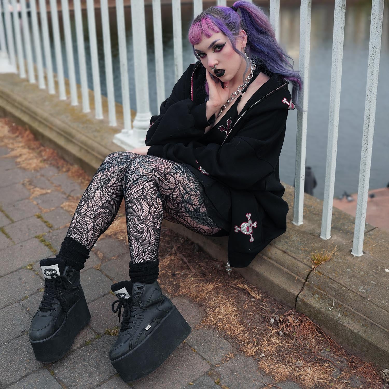 Thighs The Limit Fishnets - Timewarp - Black - Image 7