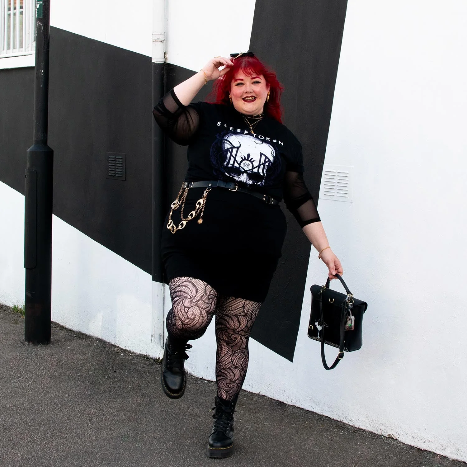 Thighs The Limit Fishnets - Timewarp - Black - Image 9