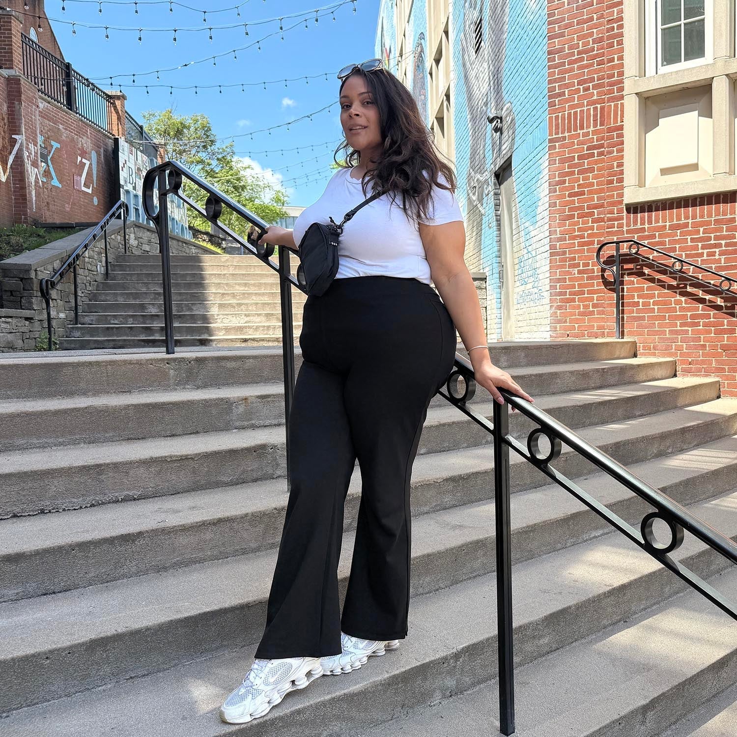Squat-Proof Kick Flare Leggings - Black - Image 2
