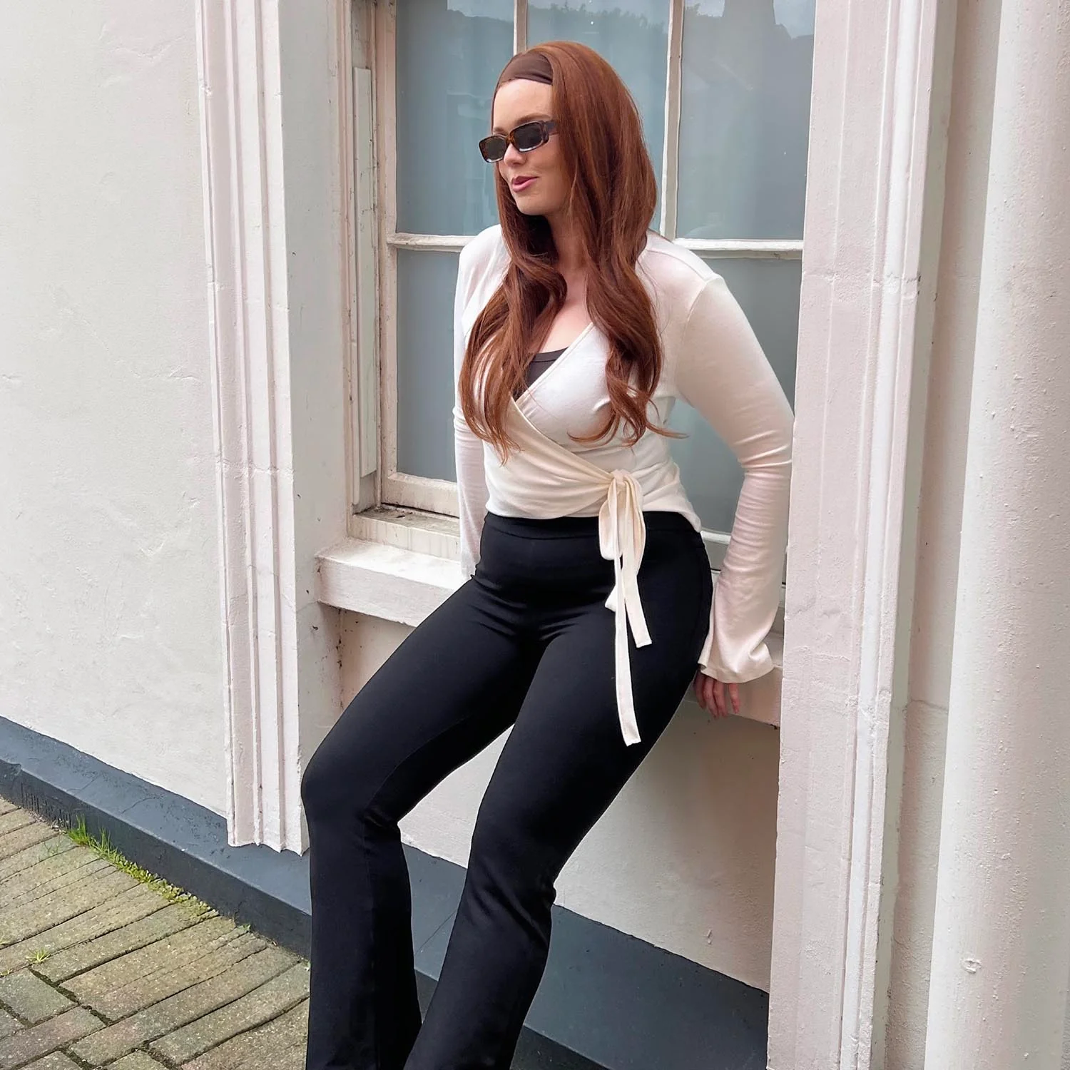 Squat-Proof Kick Flare Leggings - Black - Image 6