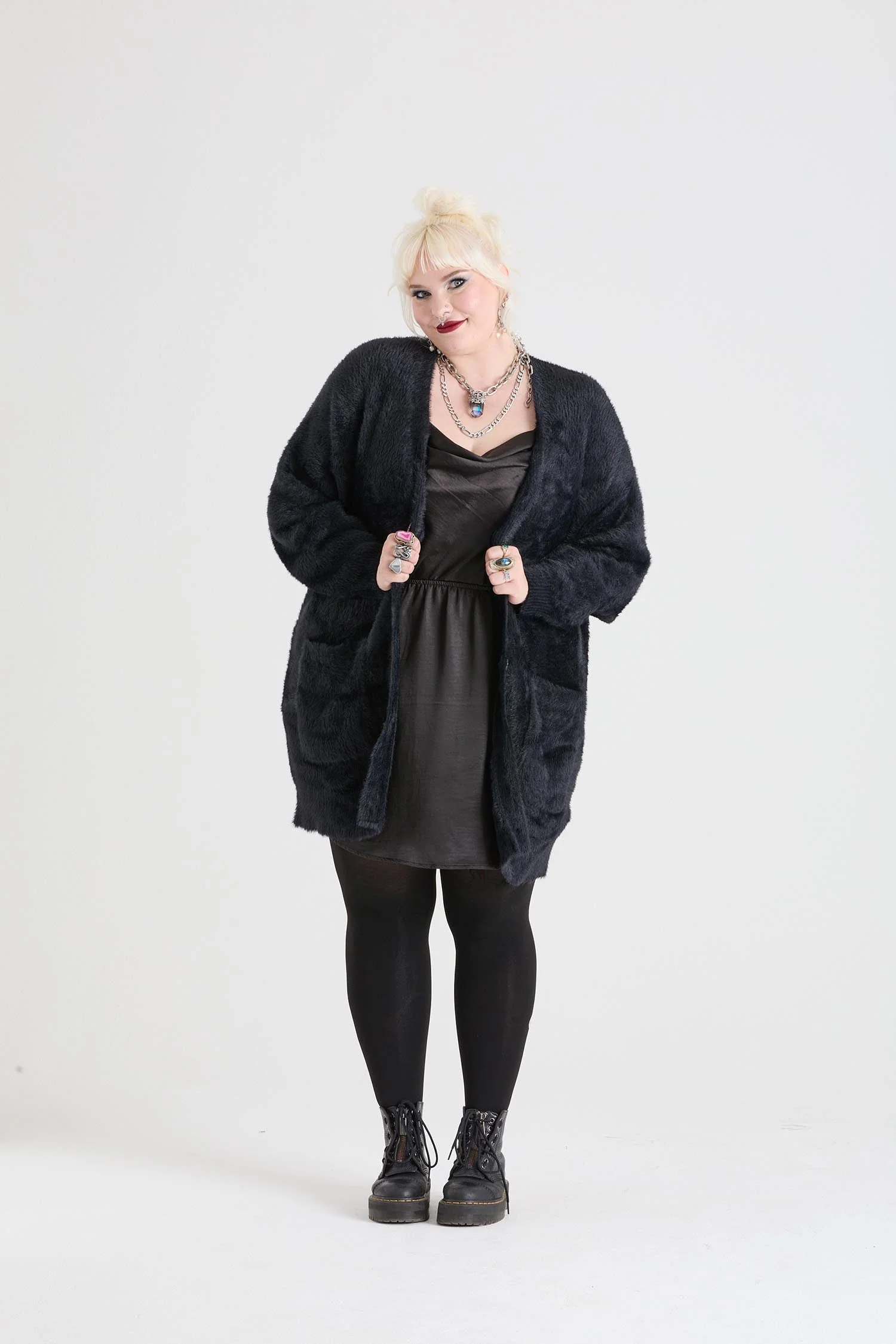 Fluffy Cardigan - Black - Image 9
