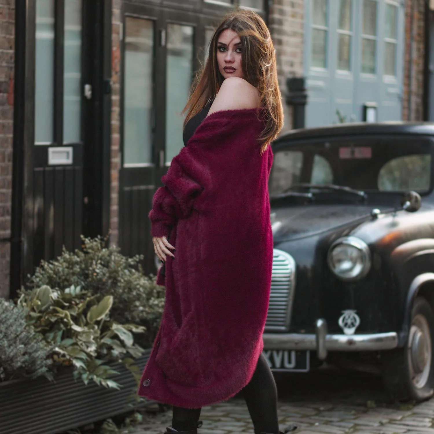 Fluffy Cardigan - Cherry - Image 2