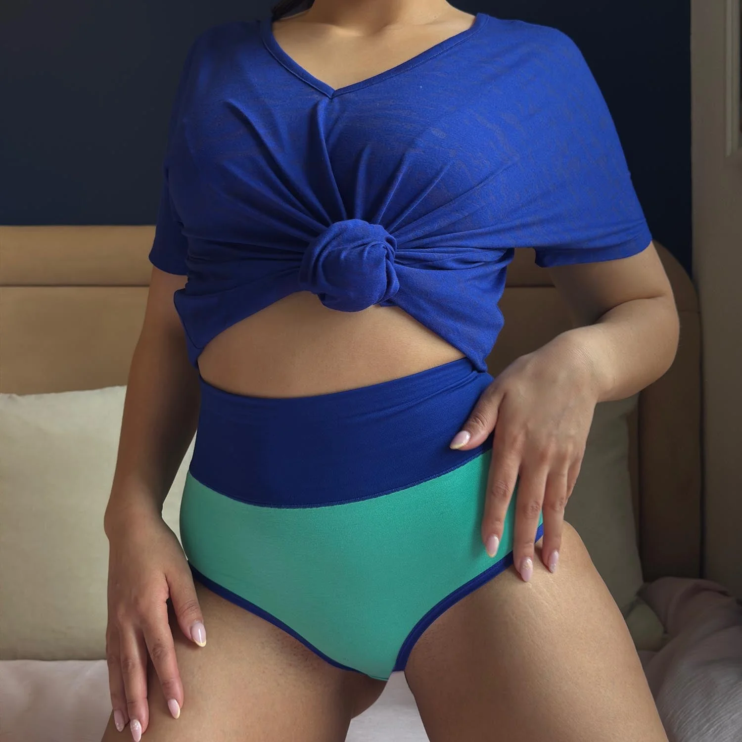 Organic Cotton Full Brief Duo Knickers - Mint & Arabesque - Image 2