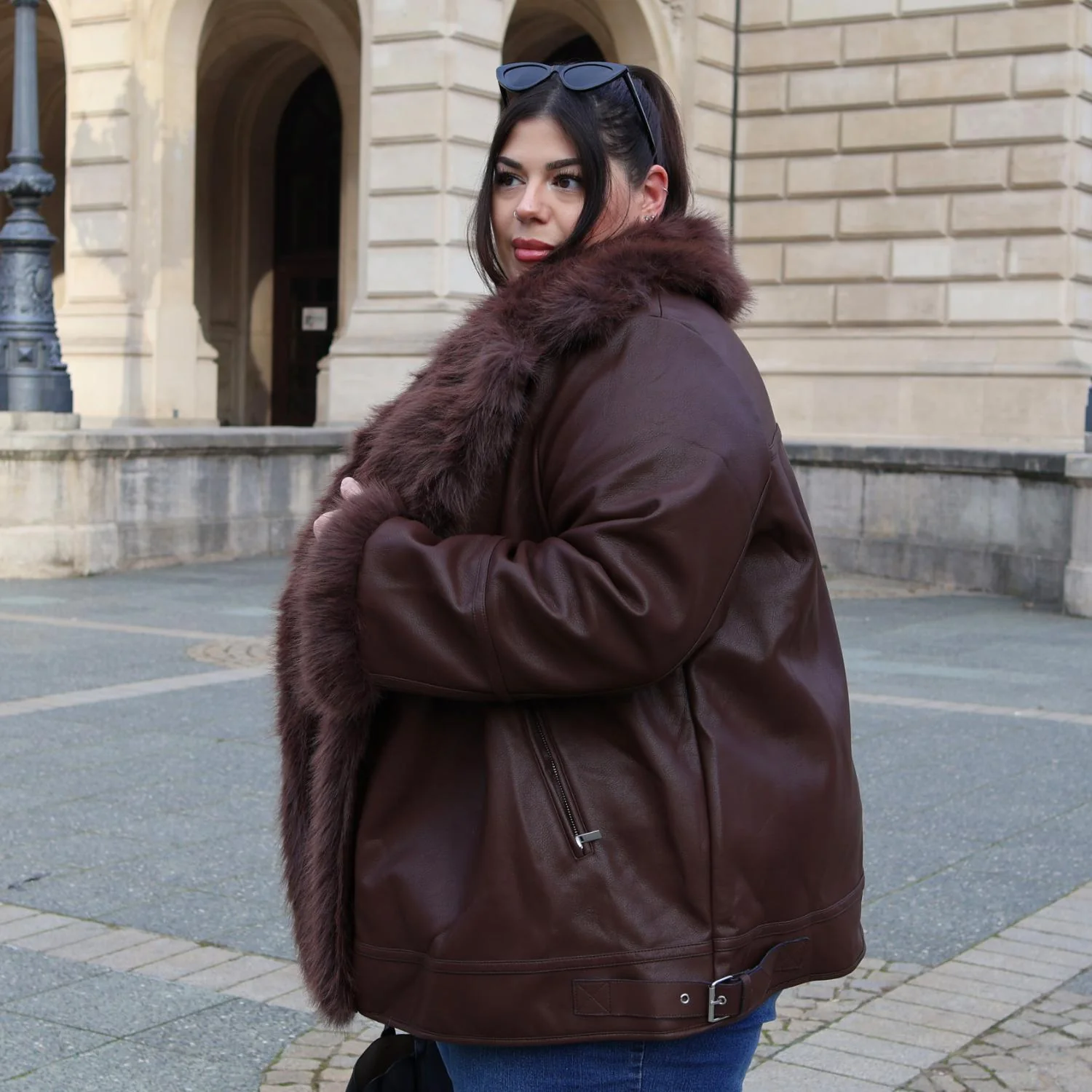Amelia Aviator Jacket - Brown - Image 10
