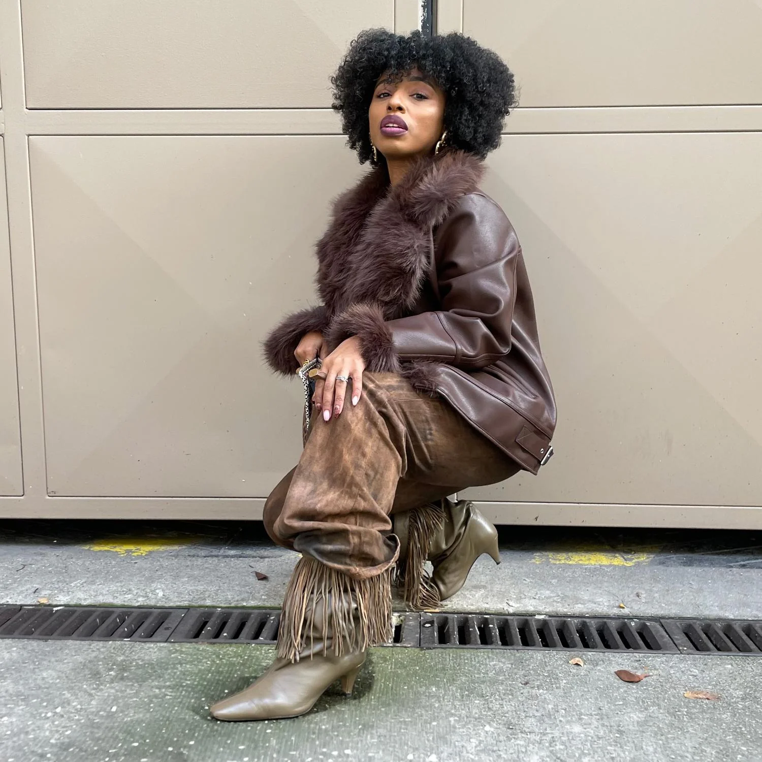Amelia Aviator Jacket - Brown - Image 13