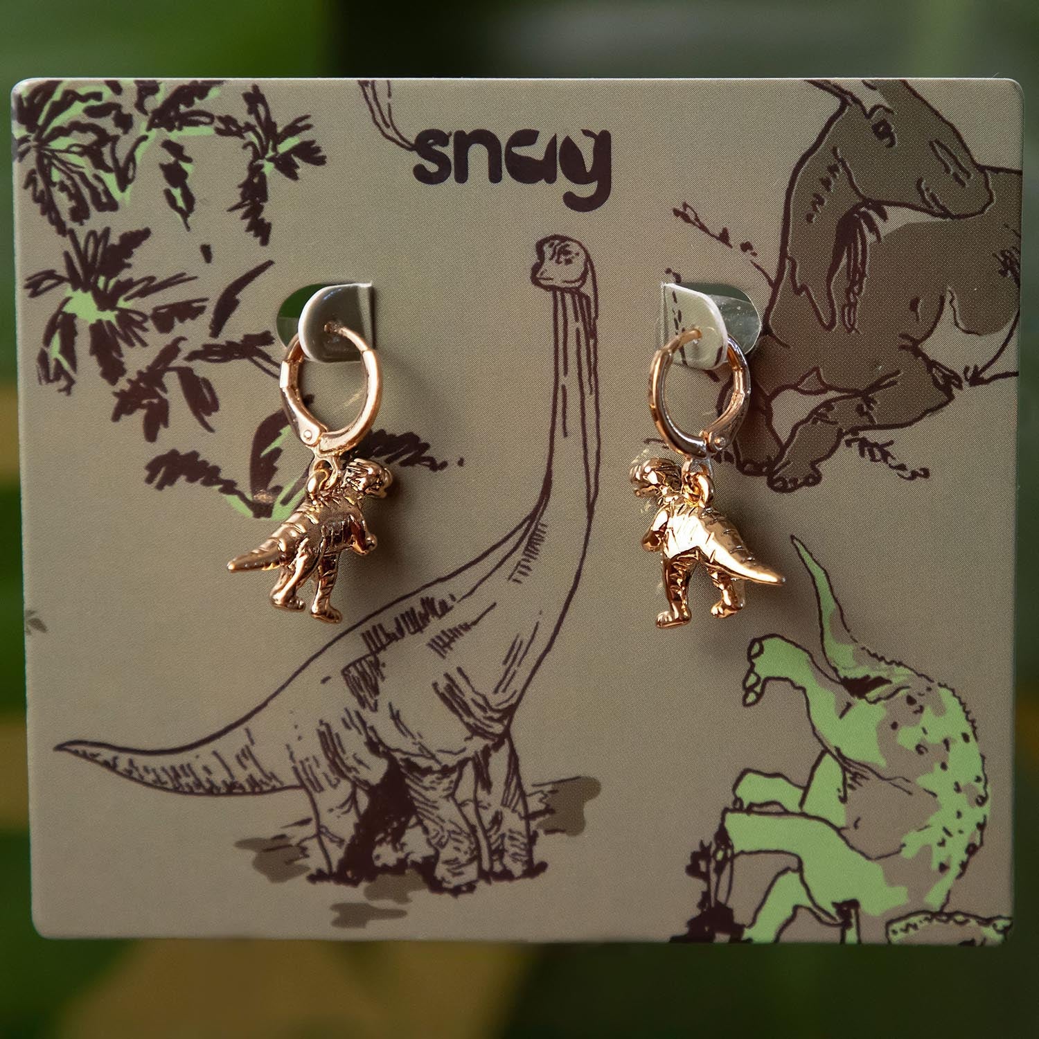 Dinosaur Hoop Earrings - Gold - Image 4