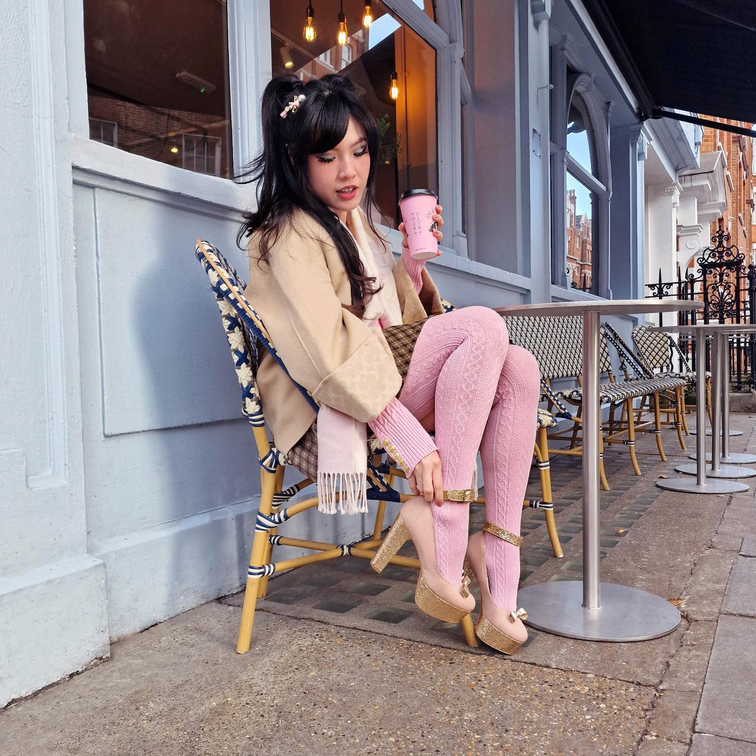 Grannies Cable Knit Wool Tights V2 - Piglet - Image 3