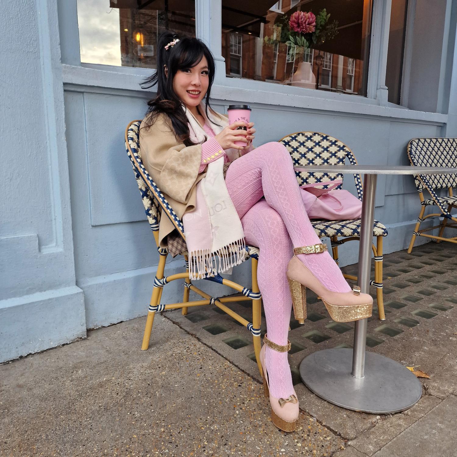 Grannies Cable Knit Wool Tights V2 - Piglet - Image 7
