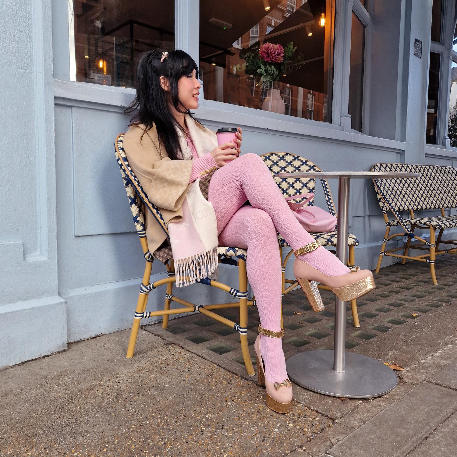 Grannies Cable Knit Wool Tights V2 - Piglet - Image 9