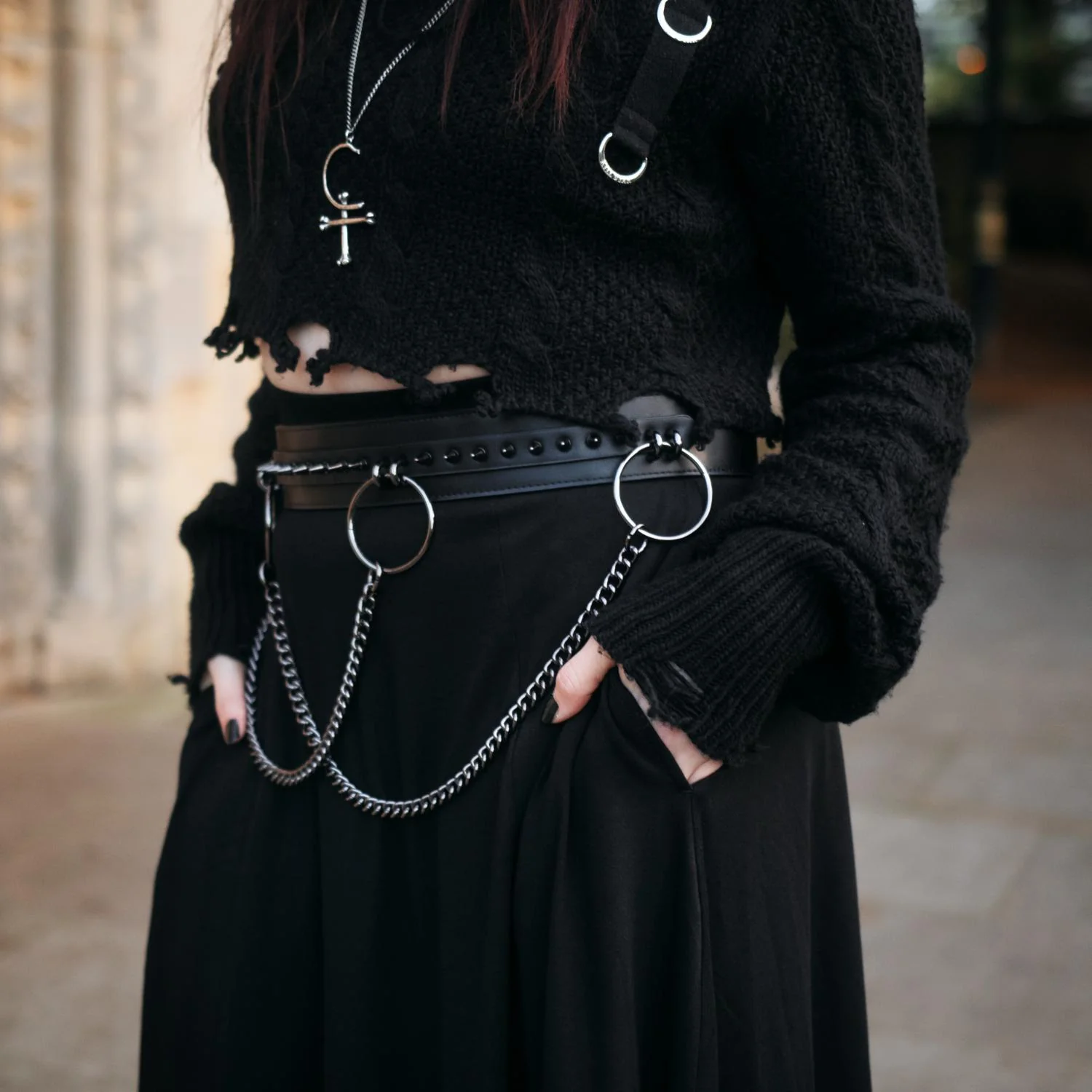 Cotton Jersey Maxi A-Line Skirt - Black - Image 12