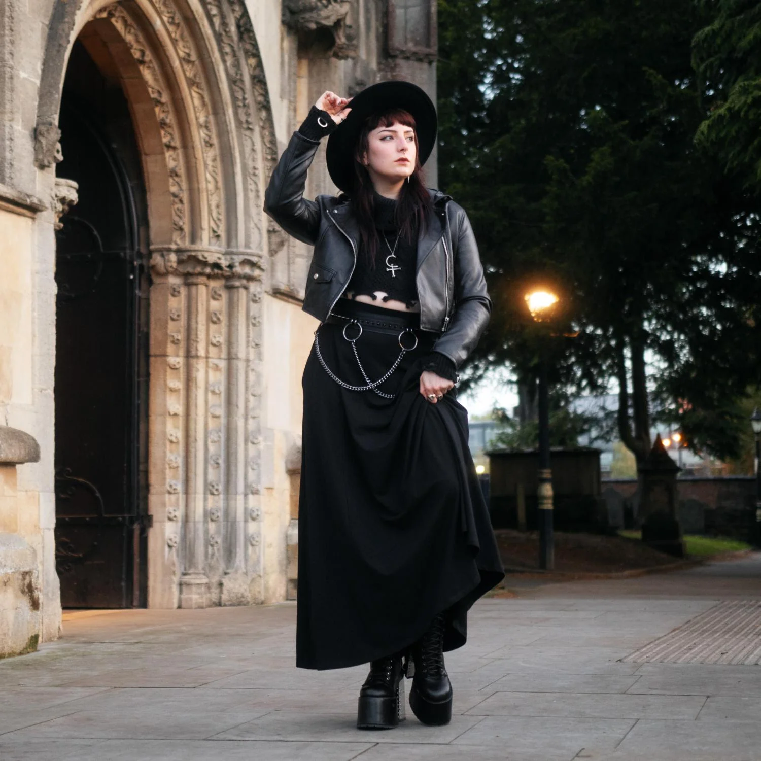 Cotton Jersey Maxi A-Line Skirt - Black - Image 2