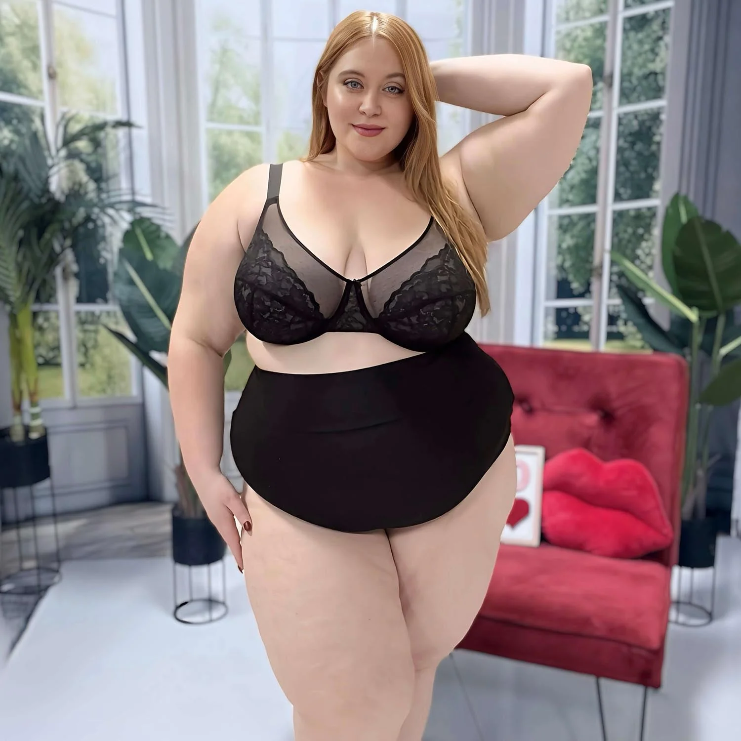Organic Cotton Lacey Super High Waist Knickers - Black - Image 3