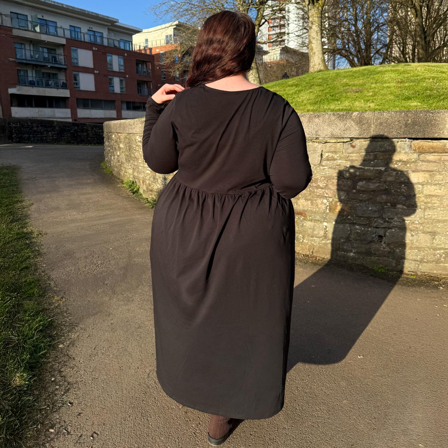 Organic Cotton Long Sleeve Maxi Dress - Black - Image 6
