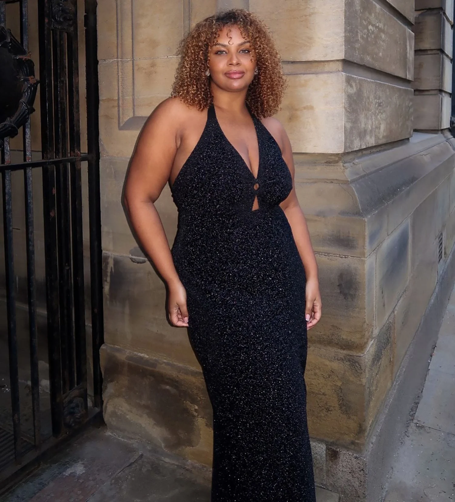 Lurex Halter Dress - Black - Image 14