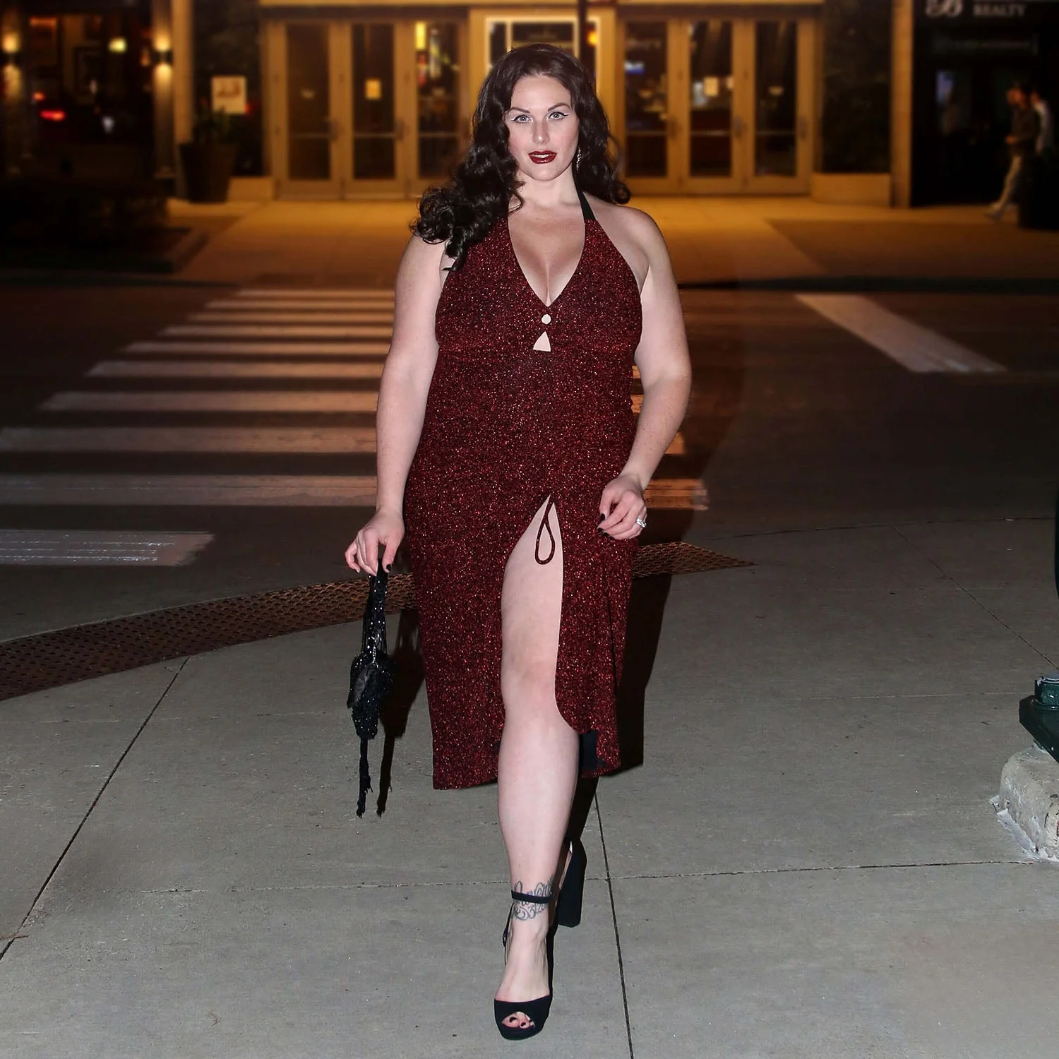 Lurex Halter Dress - Bordeaux - Image 5