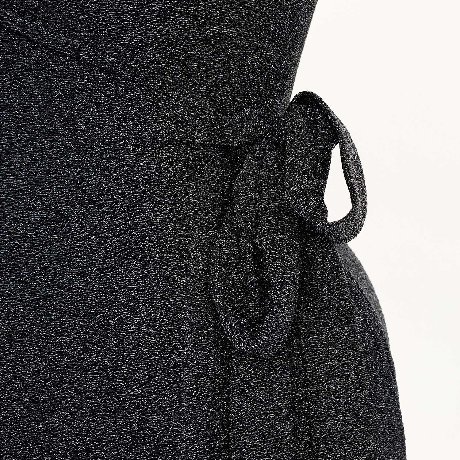 Lurex Wrap Dress - Black - Image 3