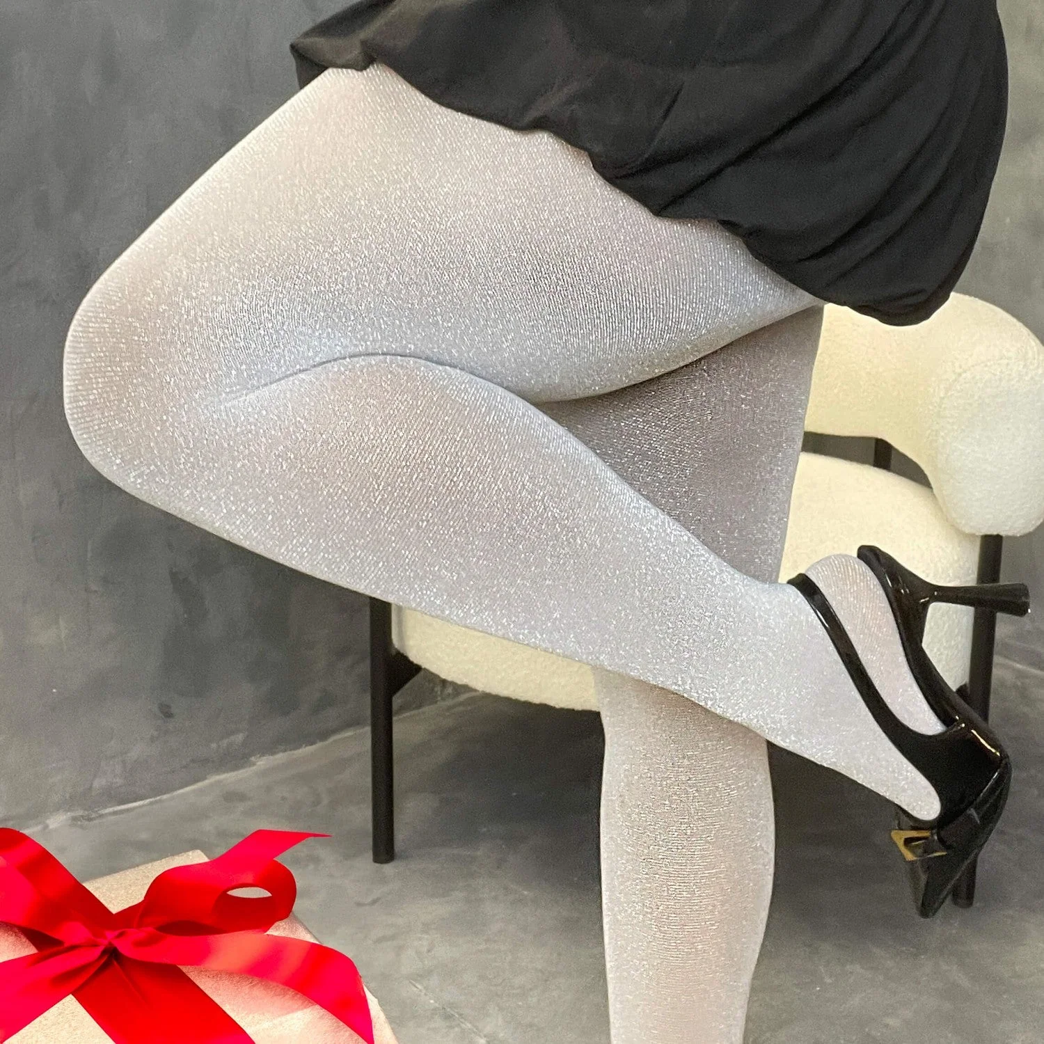 Sheer Lux Sparkle Tights - Snowball - Image 5