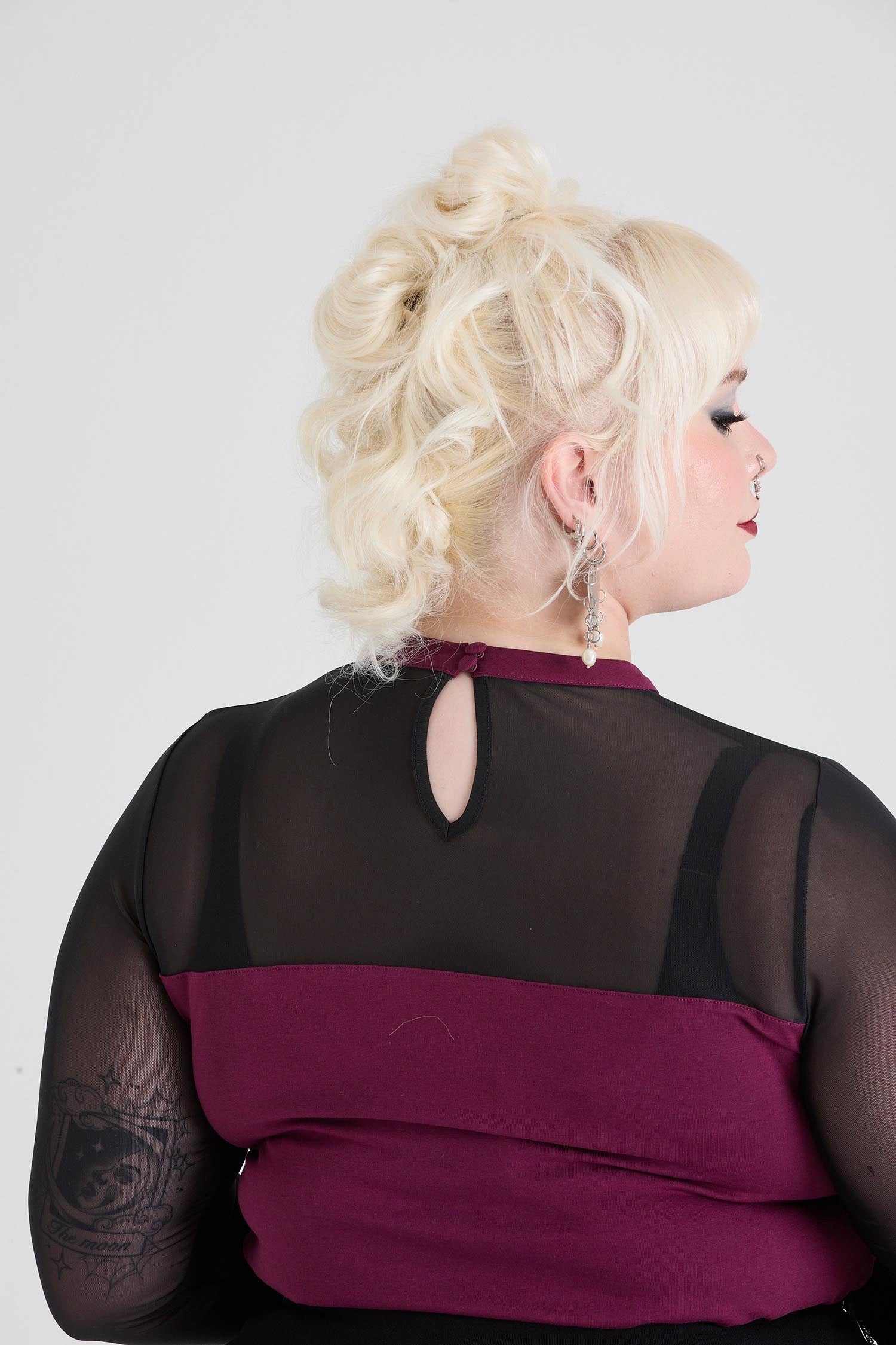 Florence Mesh Sleeve Top  - Cherry - Image 7
