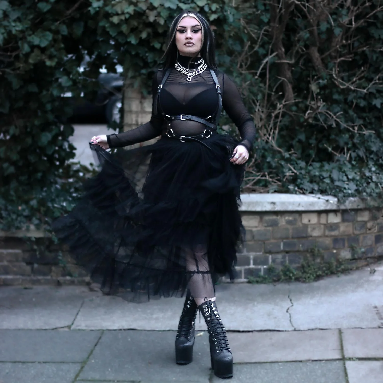 Maxi Mesh Skirt - Black - Image 2