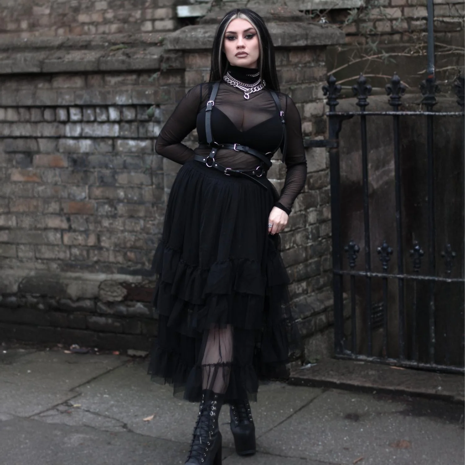 Maxi Mesh Skirt - Black - Image 5