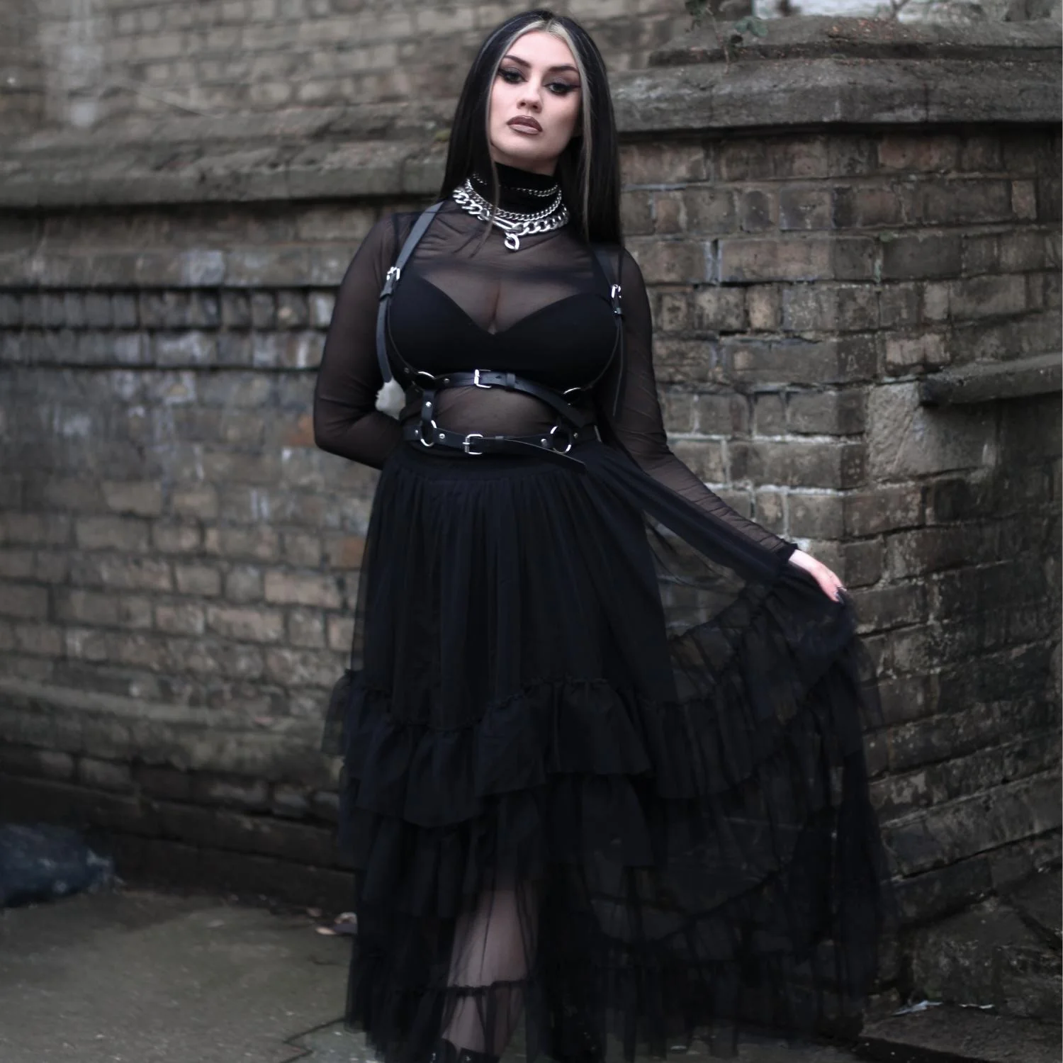 Maxi Mesh Skirt - Black - Image 7