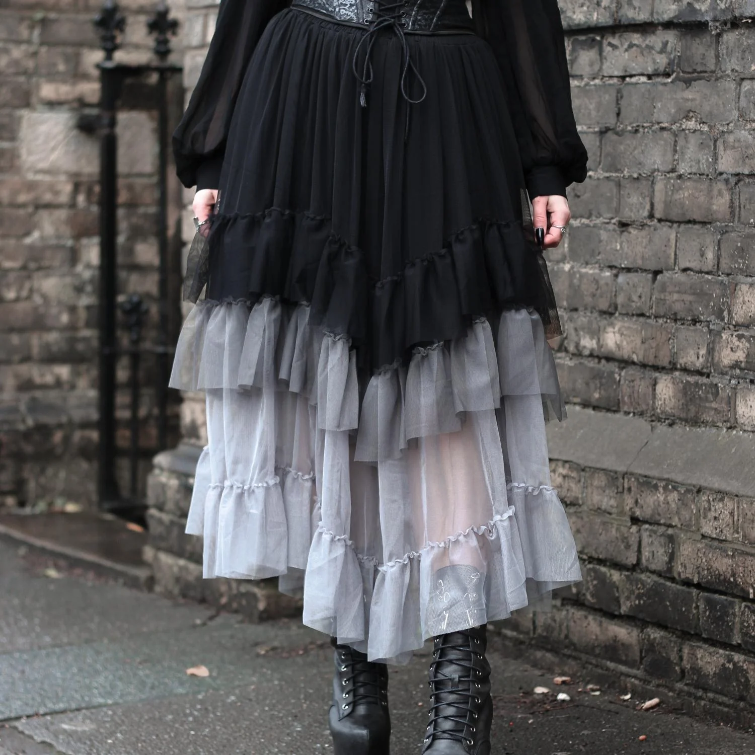 Mesh Maxi Skirt - Black Ombre - Image 4