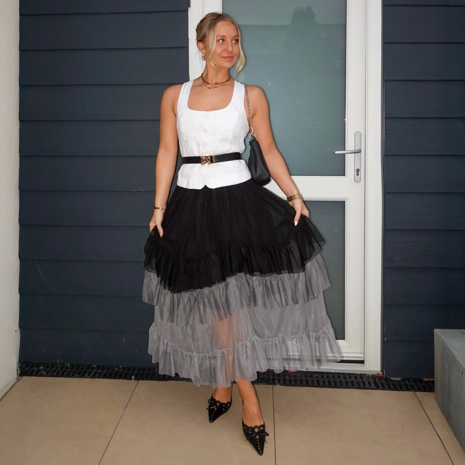 Mesh Maxi Skirt - Black Ombre - Image 6
