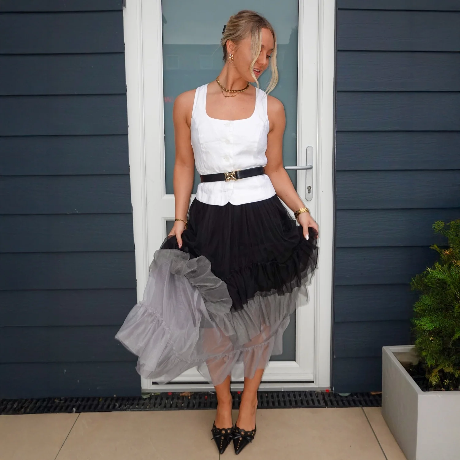 Mesh Maxi Skirt - Black Ombre - Image 7