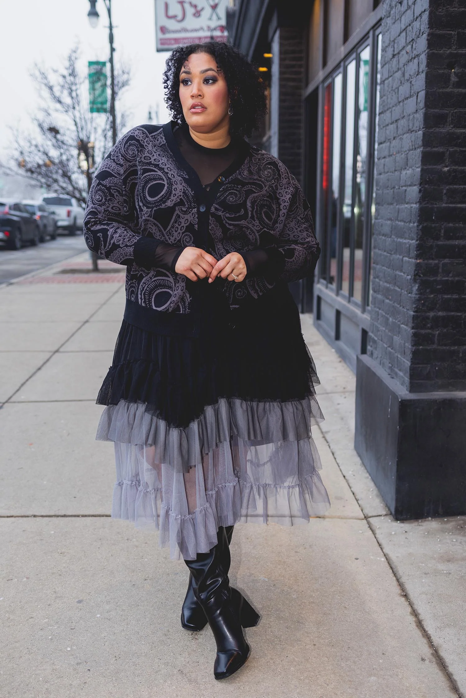 Mesh Maxi Skirt - Black Ombre - Image 9