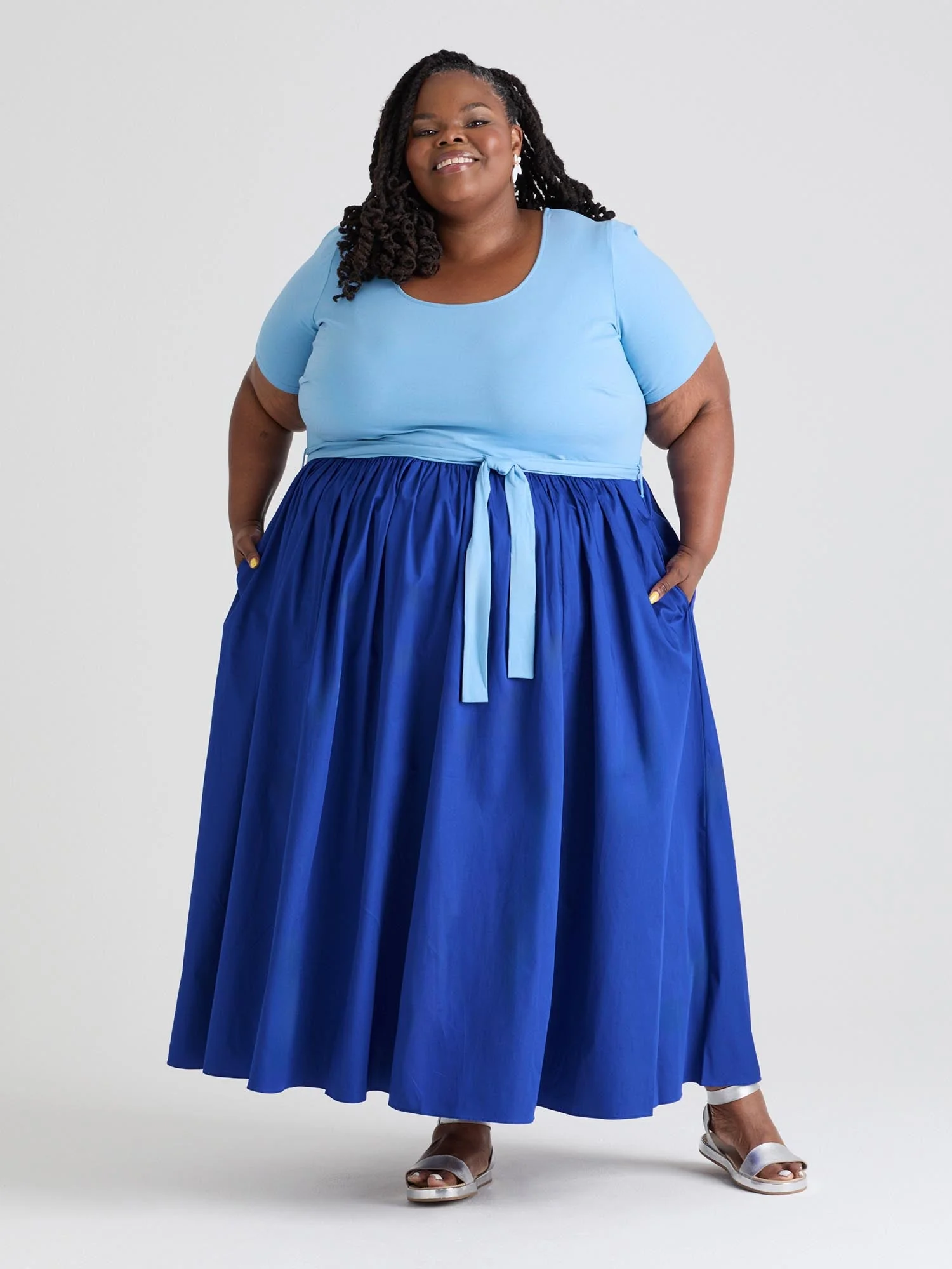 Midaxi Tee Poplin Dress - Duo Blue - Image 2