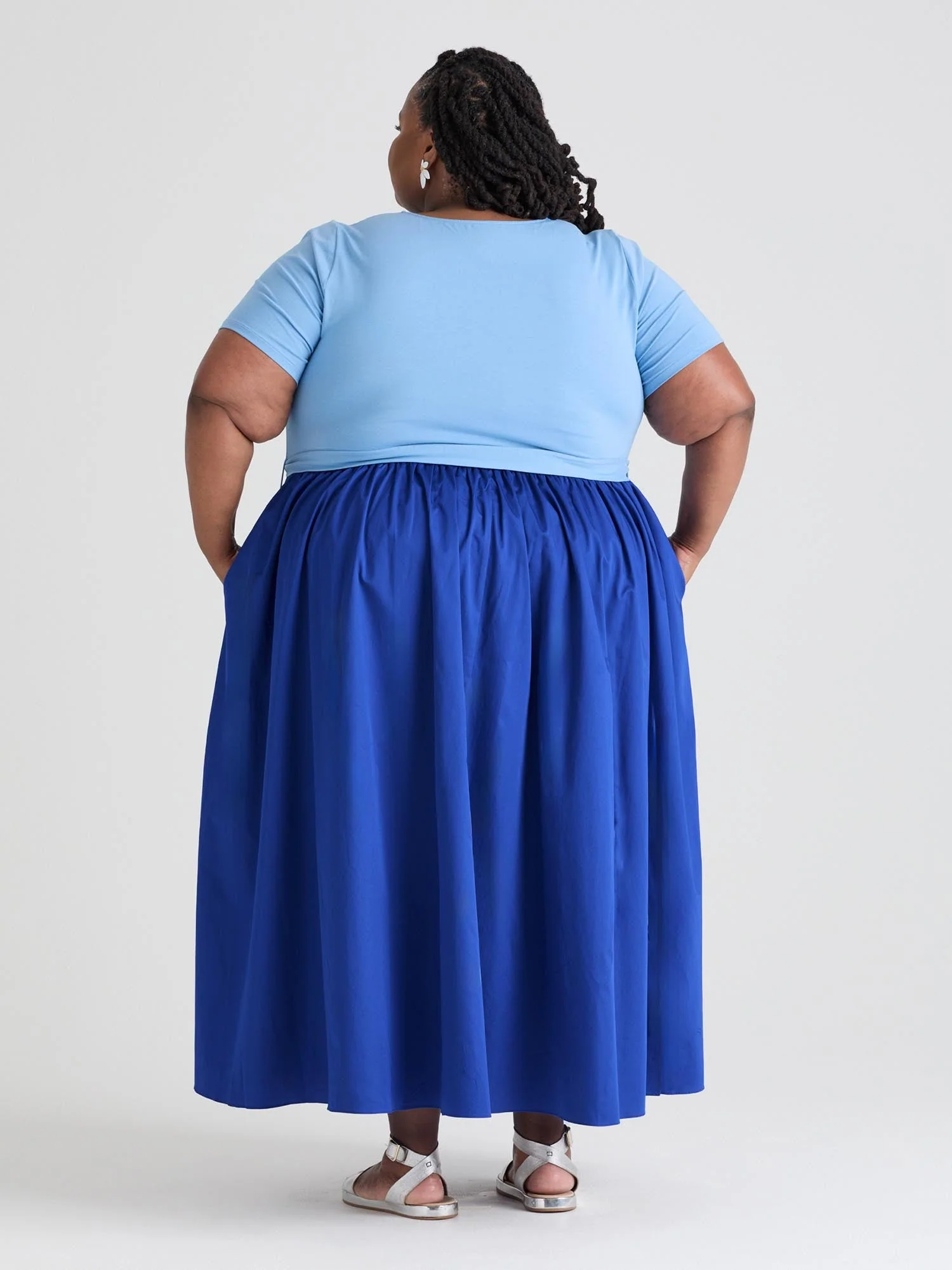 Midaxi Tee Poplin Dress - Duo Blue - Image 3