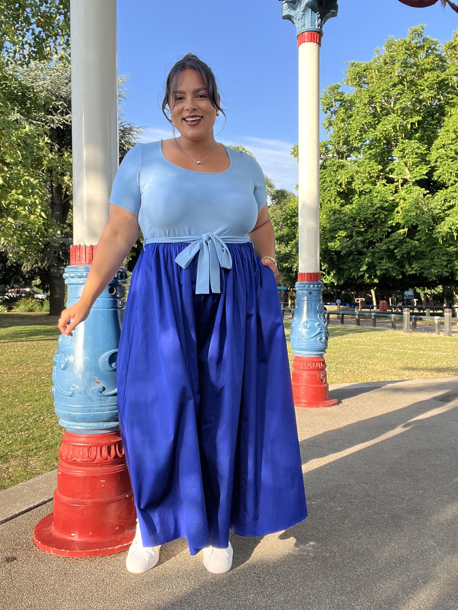 Midaxi Tee Poplin Dress - Duo Blue - Image 9