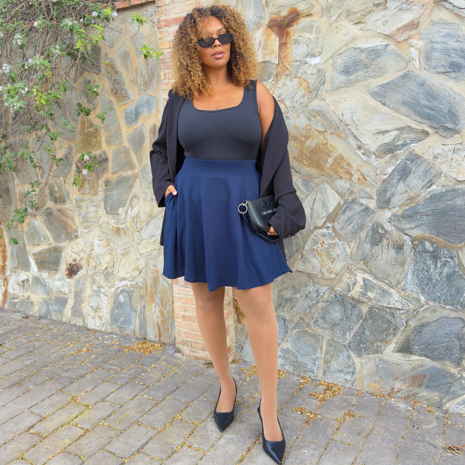 Mini-Flare Skirt - Navy - Image 11